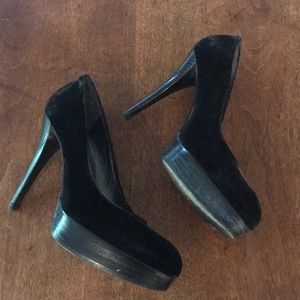 Black velvet stuart weitzman platform heels